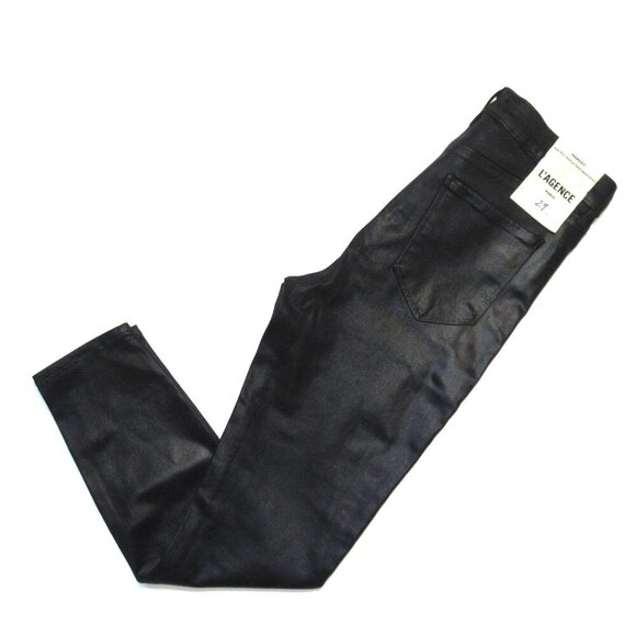 NWT L'Agence Margot in Noir Black Coated High Rise Skinny Stretch Crop Jeans 29 - Picture 6 of 6
